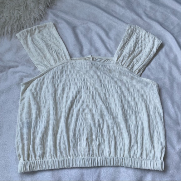 Madewell NWT Crinkle Knit Button Front Top Blouse Square Neck - Picture 5 of 13